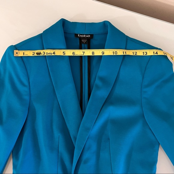 BEBE | Blue tuxedo style shoulder pad vintage spring summer designer blazer - Picture 7 of 16